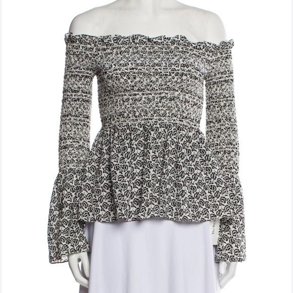 NEW Silk printed Off-the-Shoulder Top